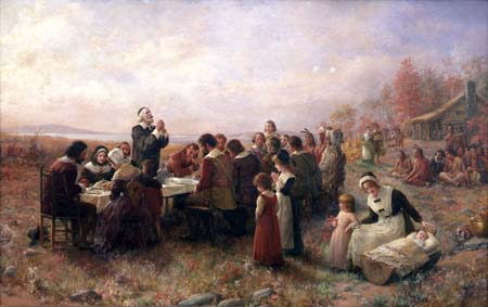 Jennie Brownscombe The First Thanksgiving (1914) Pilgrim Hall Museum image