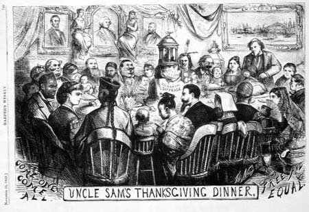 Thomas Nast Uncle Sam's Thanksgiving Dinner (1869) image