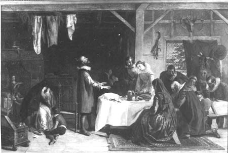 Edwin White The Pilgrims' First Thanksgiving (ca.1850) image